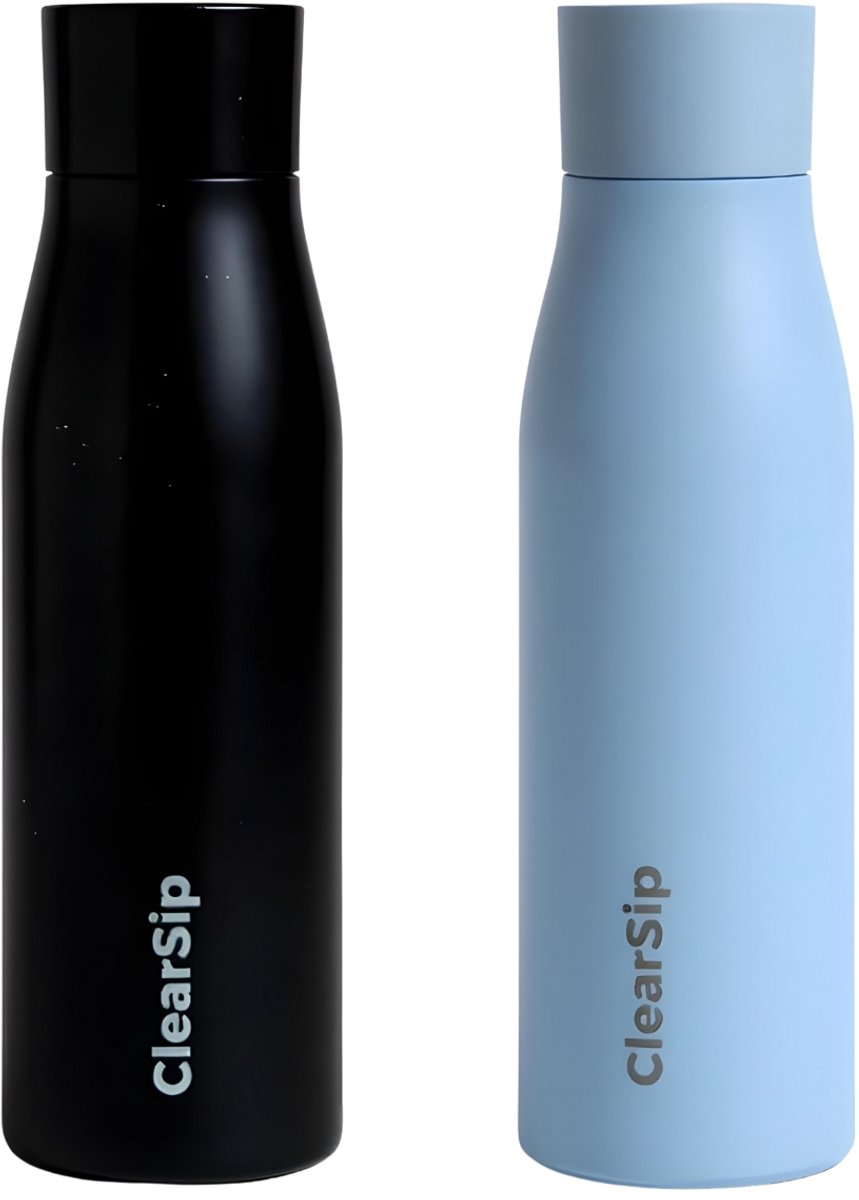 ClearSip Slimme Waterfles - UV-C Zelfreinigend - Drinkherinnering & Temperatuurweergave - Anti-slip - Thermosfles - 750 ML - Zwart, Blauw