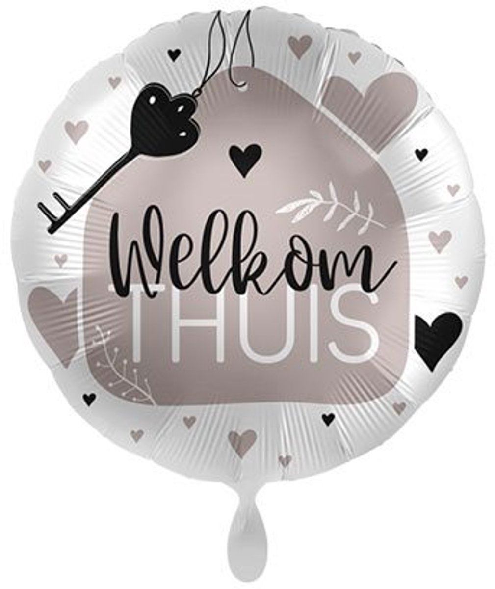 Folieballon - Welkom Thuis - Sleutel - Hartelijk Gefeliciteerd - 43cm geschikt voor helium