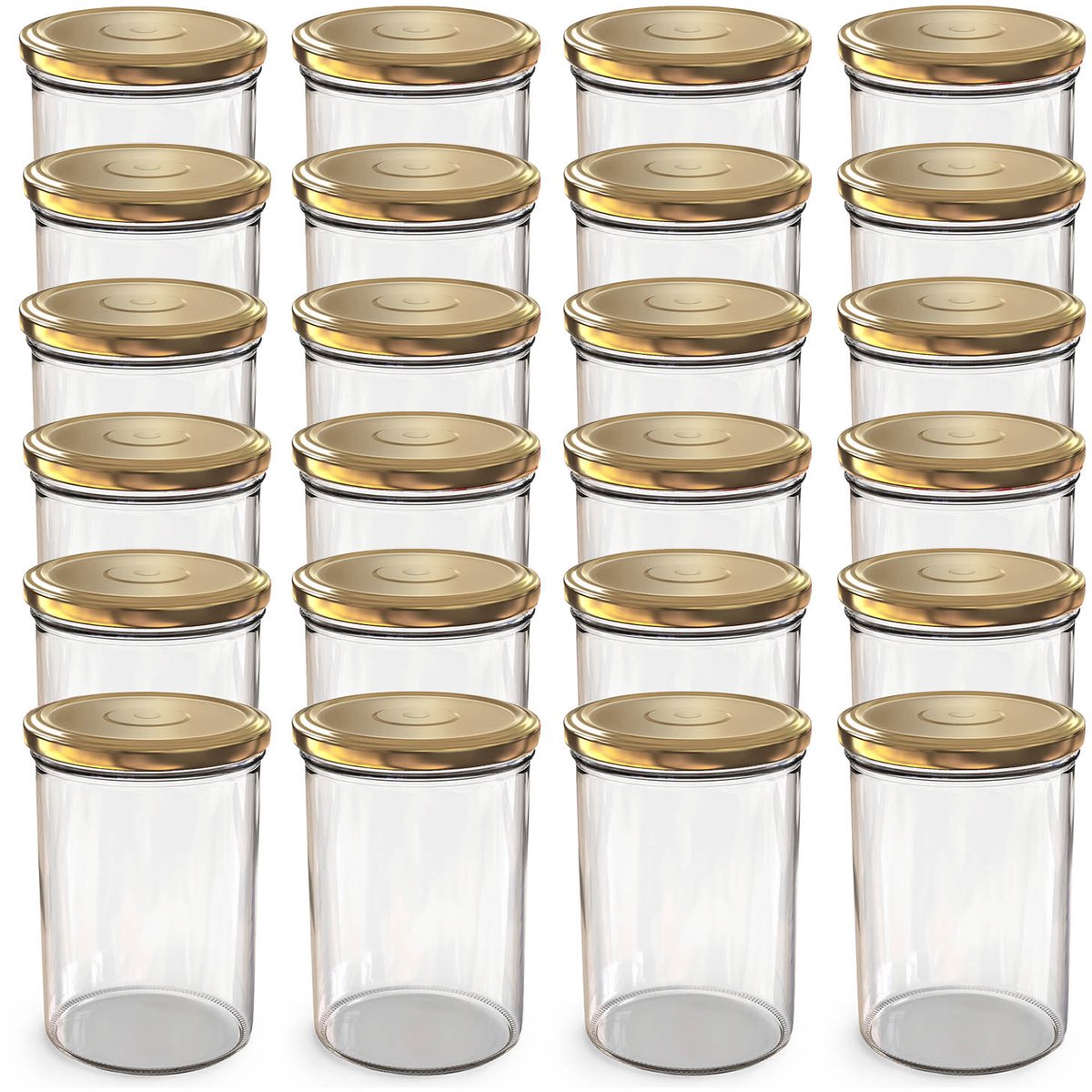 Oputec 24x 440ml inmaakpotten / voorraadpotten TO Ø 82 mm – glazen jampotten – metalen schroefdeksel goud – conservenpotten
