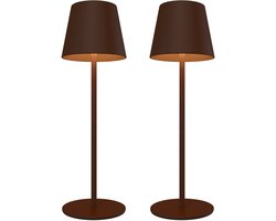 Ledvion – 2x Oplaadbare Tafellamp Nyra – LED - Bruin– Dimbaar – IP54 – USB