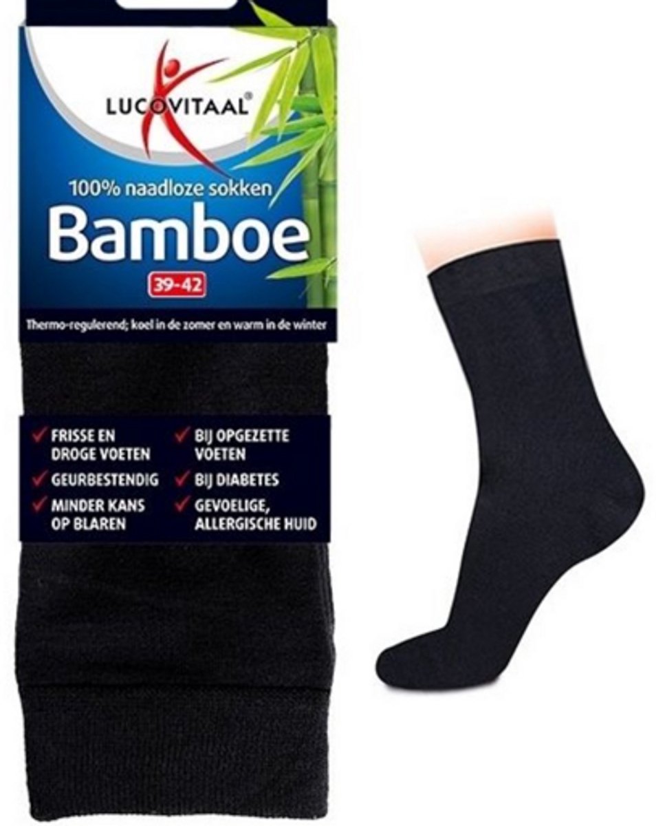 Bamboe Sokken Lang 39-42 Zwart