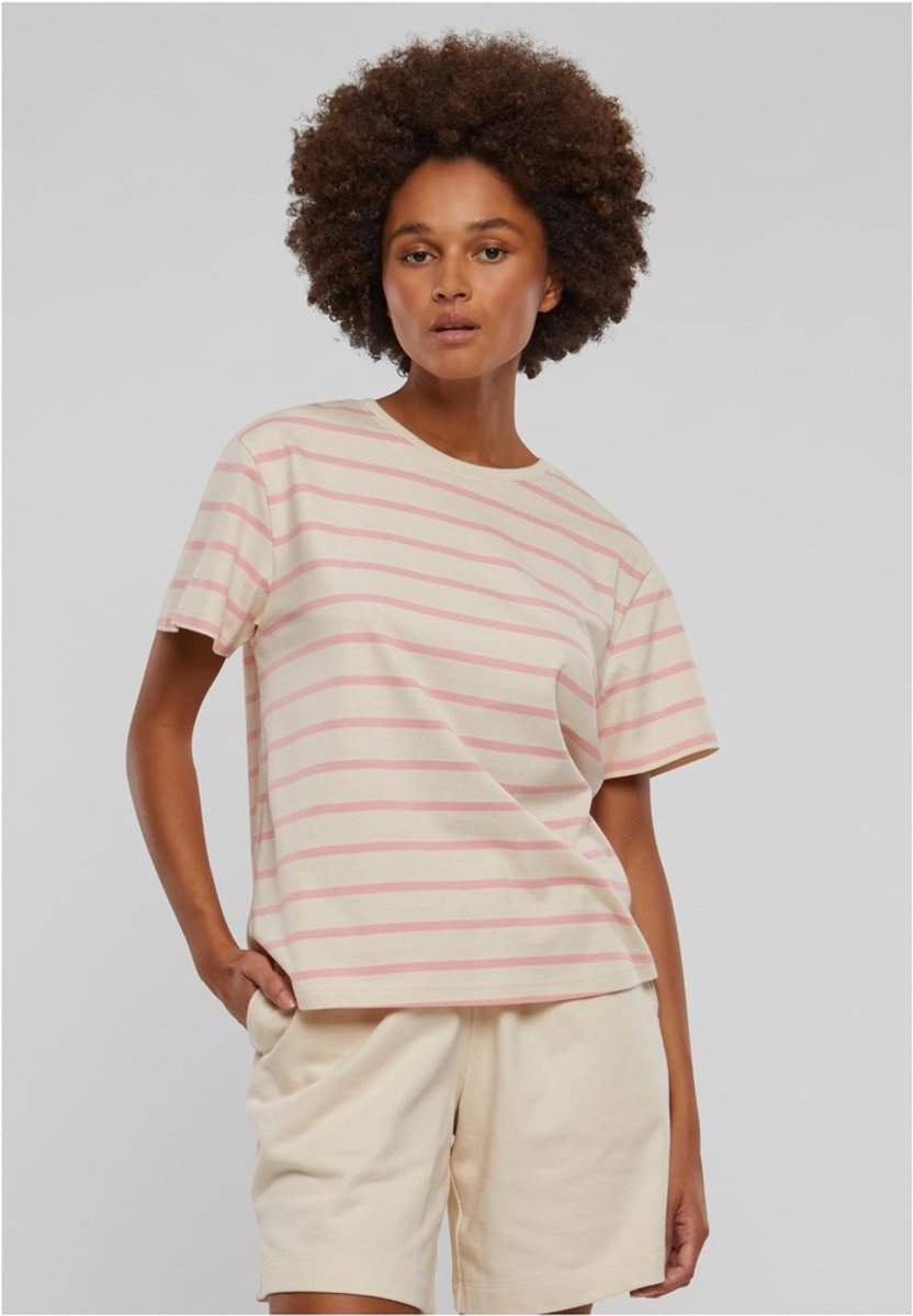 Urban Classics Striped Boxy Dames T-shirt 4XL Roze