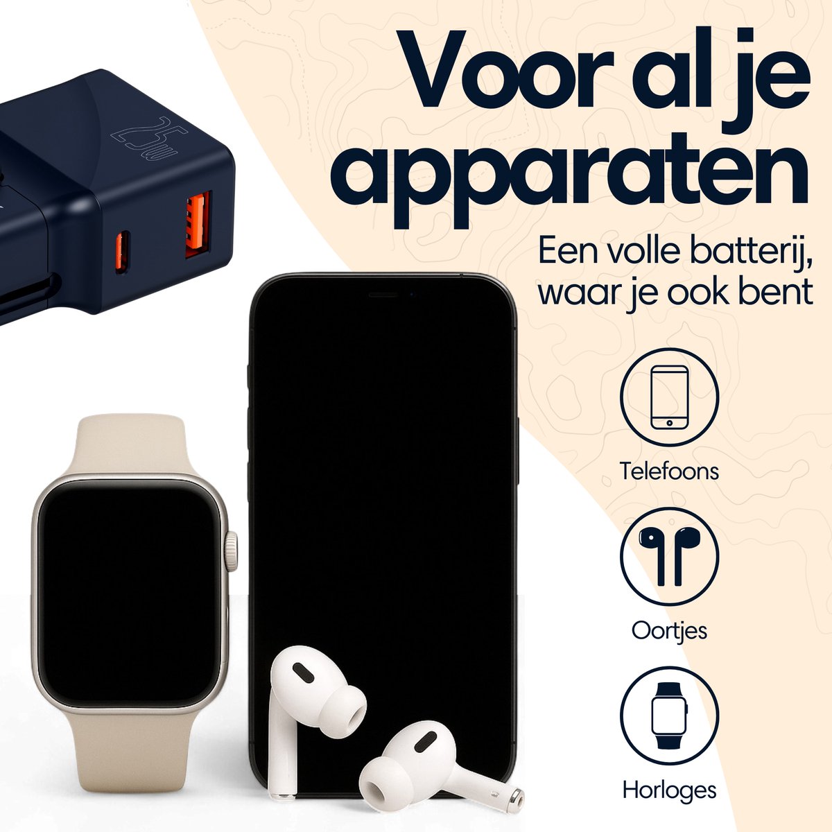needventure® Mini Reisstekker 213 landen - Universele Wereldstekker - 2 USB-C & 3 USB-A - Reisadapter Wereld Amerika (USA), Engeland (UK), Australië, Zuid Amerika, Afrika, Thailand - USB C Fast Charge Functie — cadeau in Gadgets - foto 3
