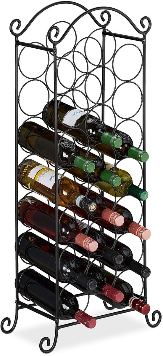 Wijnfleshouder - voor 21 flessen - zwart - ijzer - 88x33x20cm