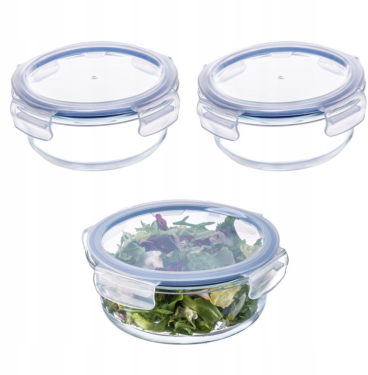 Set van 3 glazen voedselcontainers 1300 ml met deksel - lunchbox