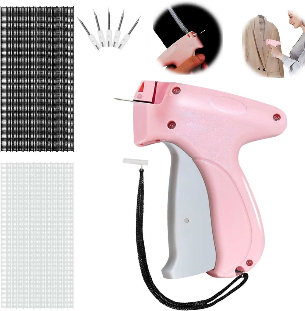 Naaimachine - Textielnaaimachine - Handmatige kledingreparatiemachine - Machine voor het bevestigen van kledinglabels - Met naald en sluiting - Geschikt voor kleding, lakens, tassen, handdoeken (12*12,5 cm - Roze)