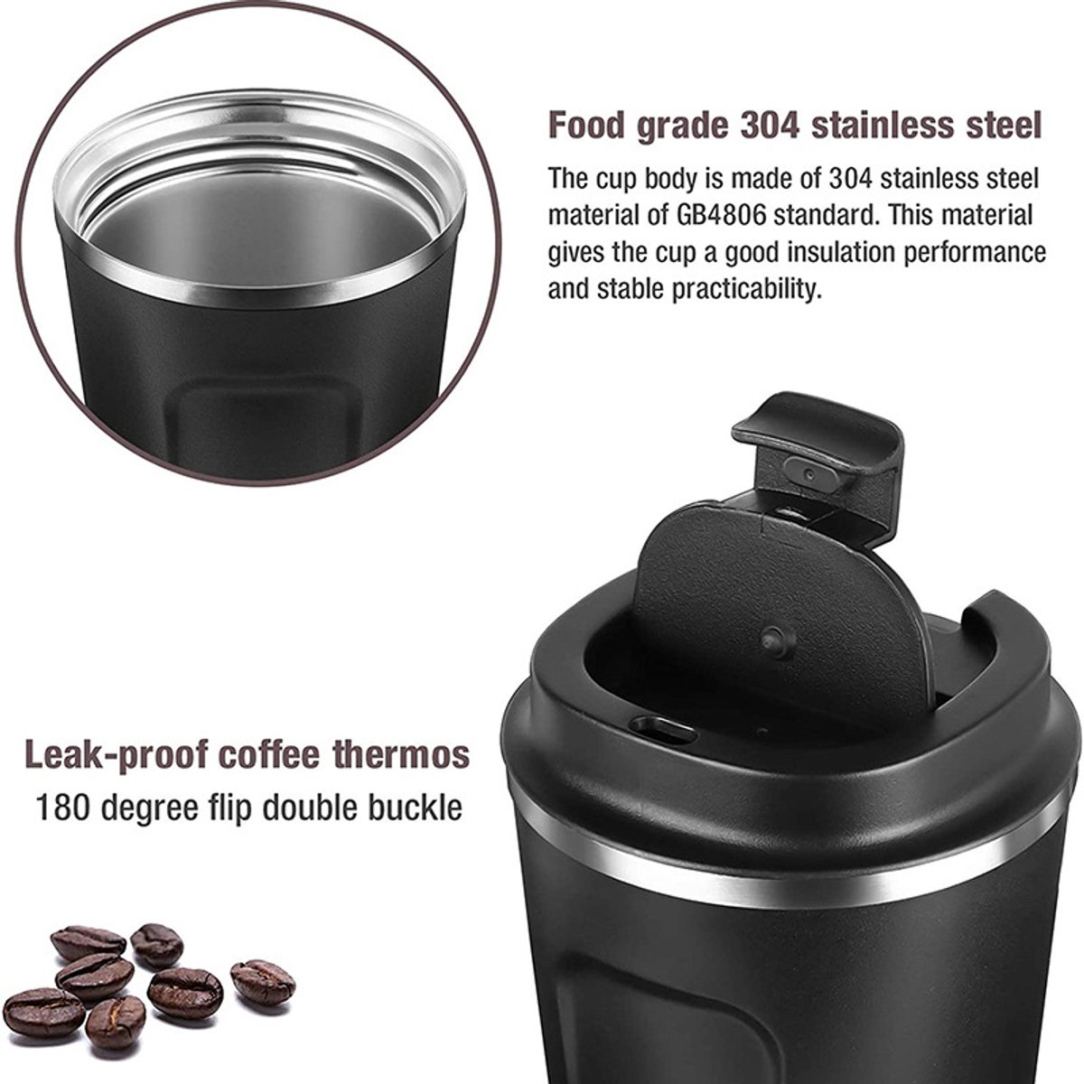 Ongeveer 300 g roestvrijstalen vacuüm geïsoleerde beker - Lekvrije koffiebeker voor onderweg met deksel - Isolatie koffiebeker/ijskoffie, thee en bier (roze) — cadeau in Koken & Dineren - foto 3