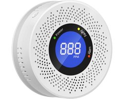 Koolmonoxidemelder – CO-concentratie detector – Vervangbare batterijvoeding – Met digitaal display – 10x10 cm - Zonder batterij – Koolmonoxide detector – Geschikt voor magazijn, keuken, restaurant, hotel en kantoor