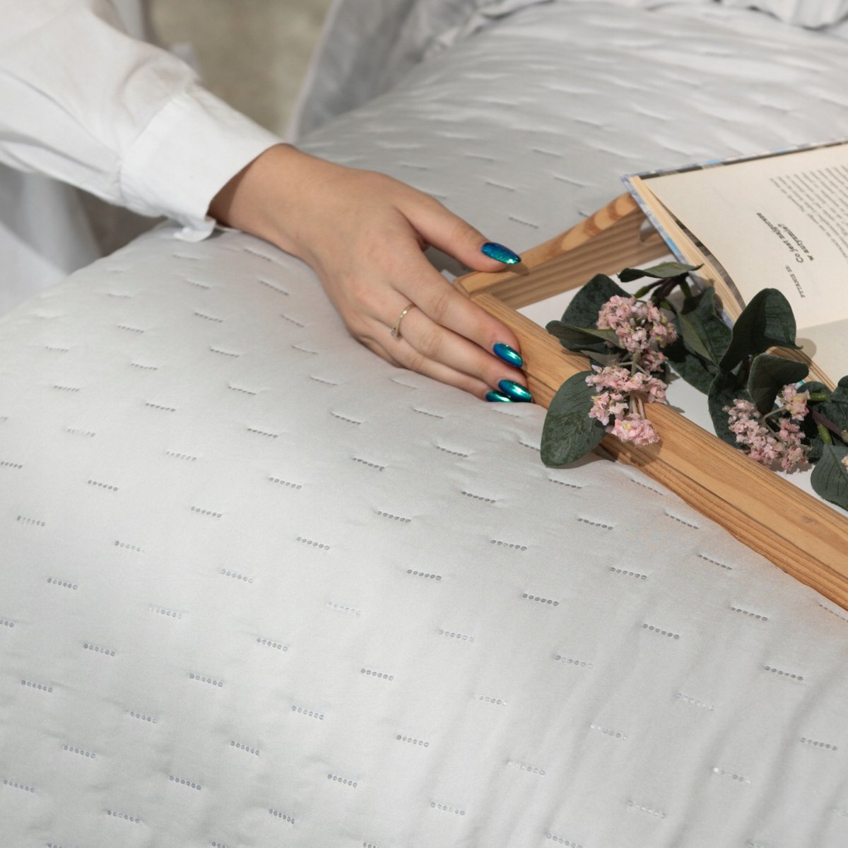 Decoratieve sprei met ruches 200x220 cm - Grijs
