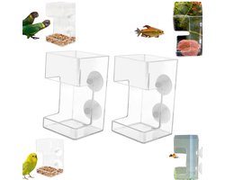 2 stuck visvoederautomaat - Aquariumvoeders - Vierkante voeders voor vissen en garnalen - Drijvende voederbak voor guppy's - Met zuignap - Geschikt voor het voeren van kleine vissen, garnalen en schildpadden (10*6 cm - Transparant)