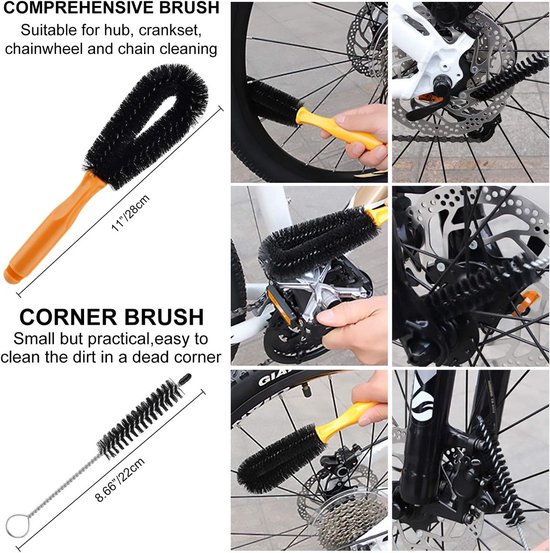 OIMG 10-delige - Professioneel Fiets Schoonmaak Set - Multifunctioneel Kettingreiniger Fiets - Ketting Schoonmaken - Kettingborstel - Fietsketting Reiniger - Cycling Bike Cleaning - Fietsreiniging set - Borstel - Ideaal voor Fiets /berg /weg van Merkloos — afbeelding 2