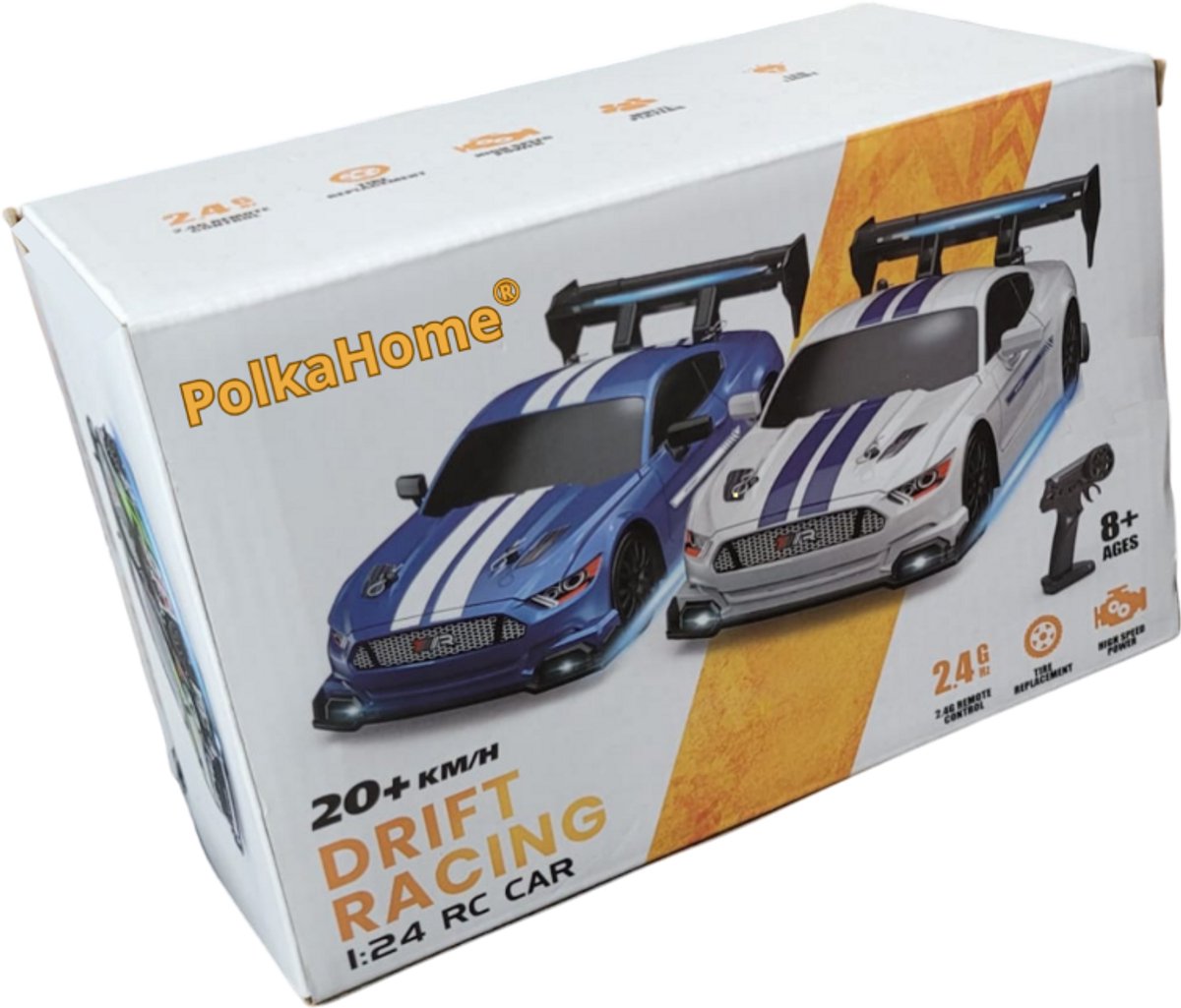 PolkaHome RC Drift Auto 1:24 – Afstandsbestuurbare RC Auto – 4WD – 2 Accu’s – 20 km/h — afbeelding 14