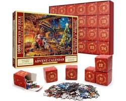 Adventskalender 2025 – Puzzel van 1000 stukjes | Aftellen naar 24 dagen | Cadeau voor volwassenen en kinderen, Aftellen naar Kerstmis, Woondecoratie, Cadeaus voor mama en papa,