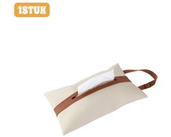 1 stuk - Tissuehouder - Tweekleurige tissuebox - Wandmontage - Multifunctioneel opbergzakje - Geschikt voor opslag in de auto en thuis - Beige