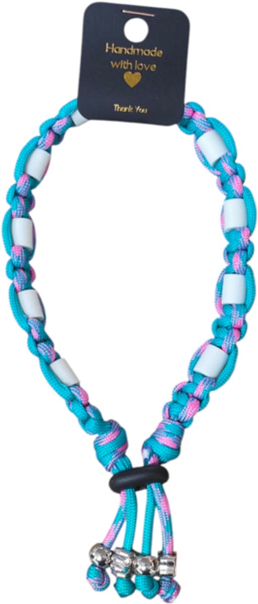 Anti-vlooien en tekenband lichtgroen/roze nekomtrek 25 cm