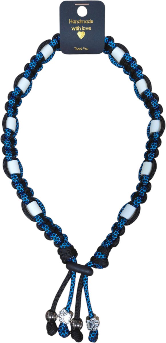 Anti-vlooien en tekenband zwart/blauw nekomtrek 35 cm