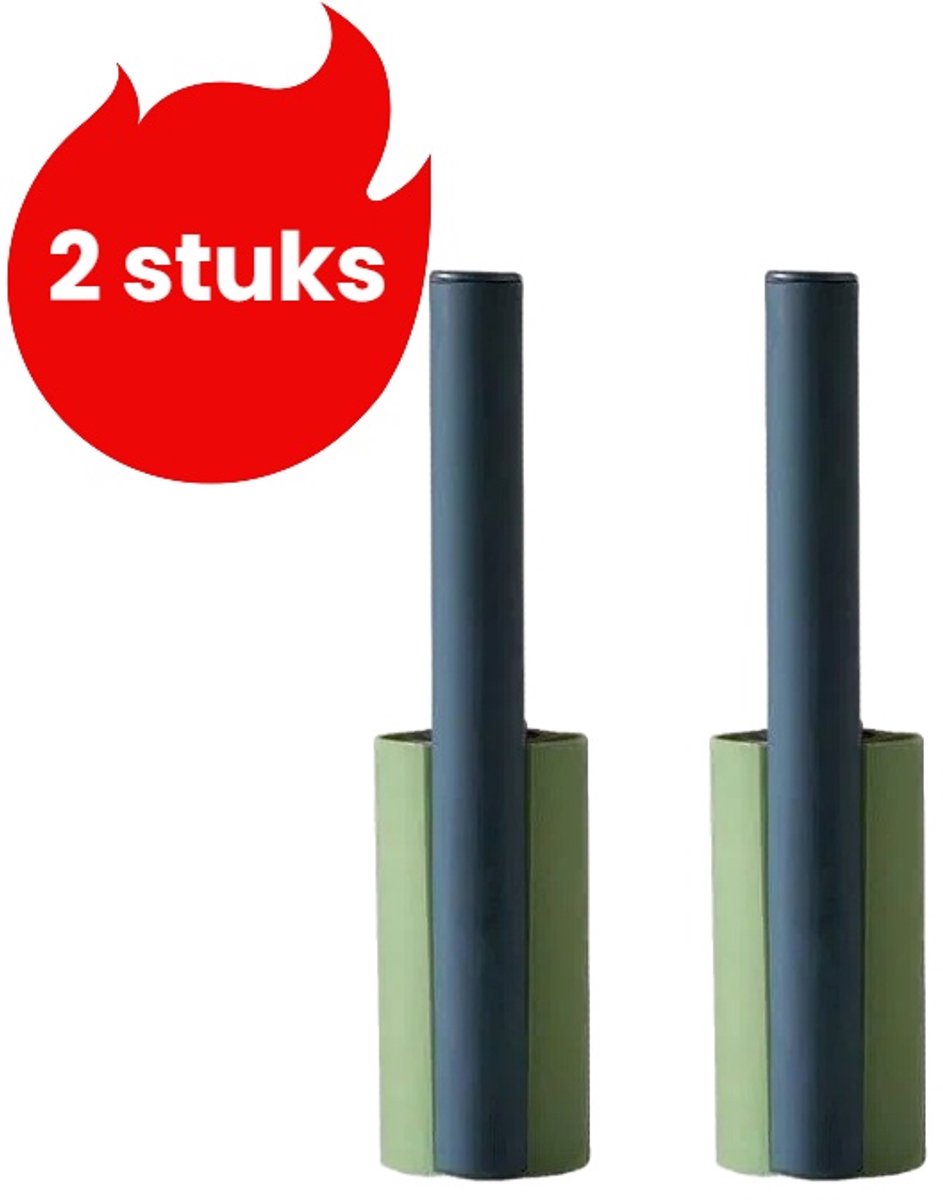 2 stuks- Pluizenroller - Ontharingspapier - Puinborstel - Staand - Groen