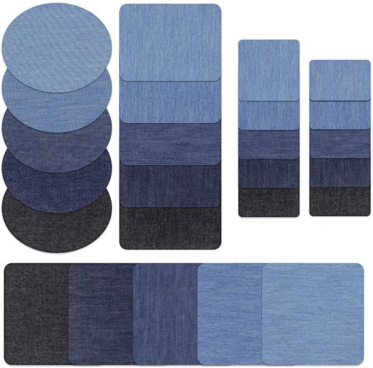 25 stuks zelfklevende jeans patches, Strijkpatches voor jeans, jassen en tassen, zelfklevende ovale en vierkante strijkpatches voor het repareren van kinder- en volwassenenkleding - Cyslmuk®