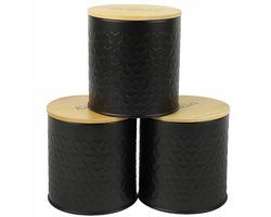 Keukencontainers RVS met Bamboe Deksel - Cacao, Koffie, Thee (3 stuks)
