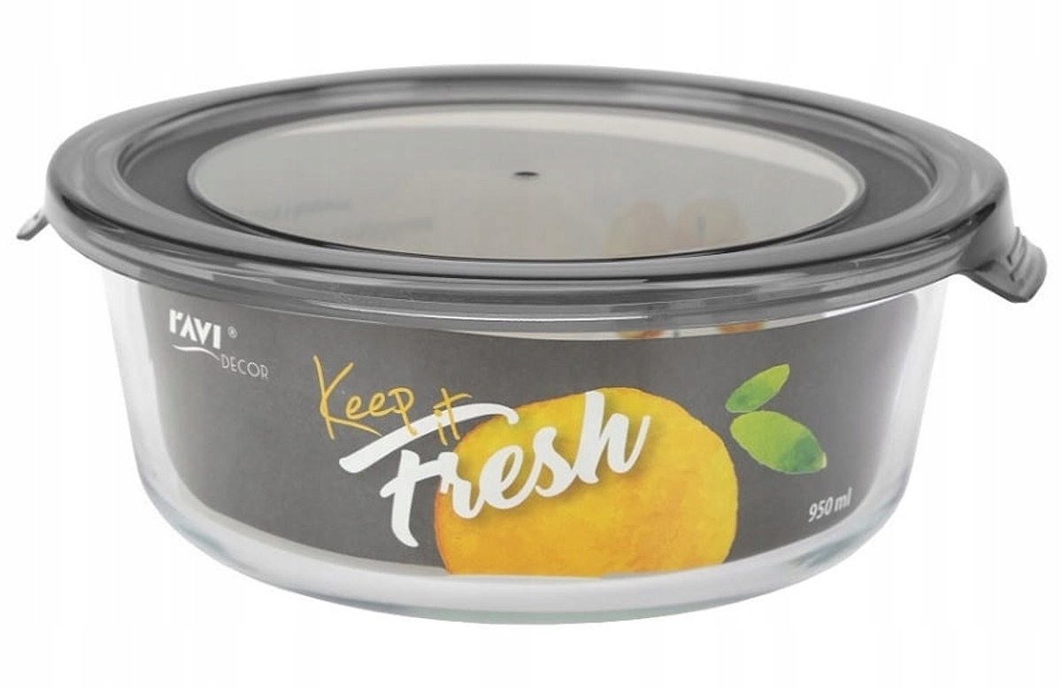 Glazen Ovenbestendige Container Rond 950 ml Grijs RAVI