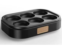 6-Holes Elektrische Gebakken-Ei & Pannenkoeken Machine – Antiaanbaklaag Ontbijt-Maker met Verwarming – Mini Huishoudelijke Hamburger & Knoedel Grill voor Snel Ontbijt - Zwart