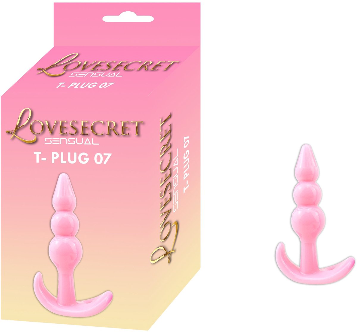 Lovesecret Sensual LS16 T-Plug 07 Roze – Anal Plug – 9,3 cm – Zachte & Veilige TPE – Voor Beginners – T-vormige Basis