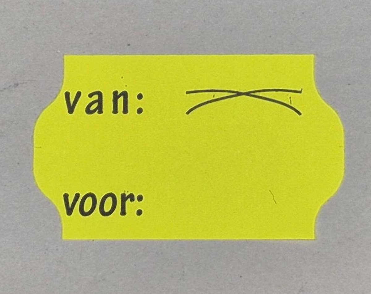 Meto 2-regel Prijsetiketten Size L (32 x 19 mm) voorgedrukt van/voor fluor geel (30 rol á 1000 stuks)