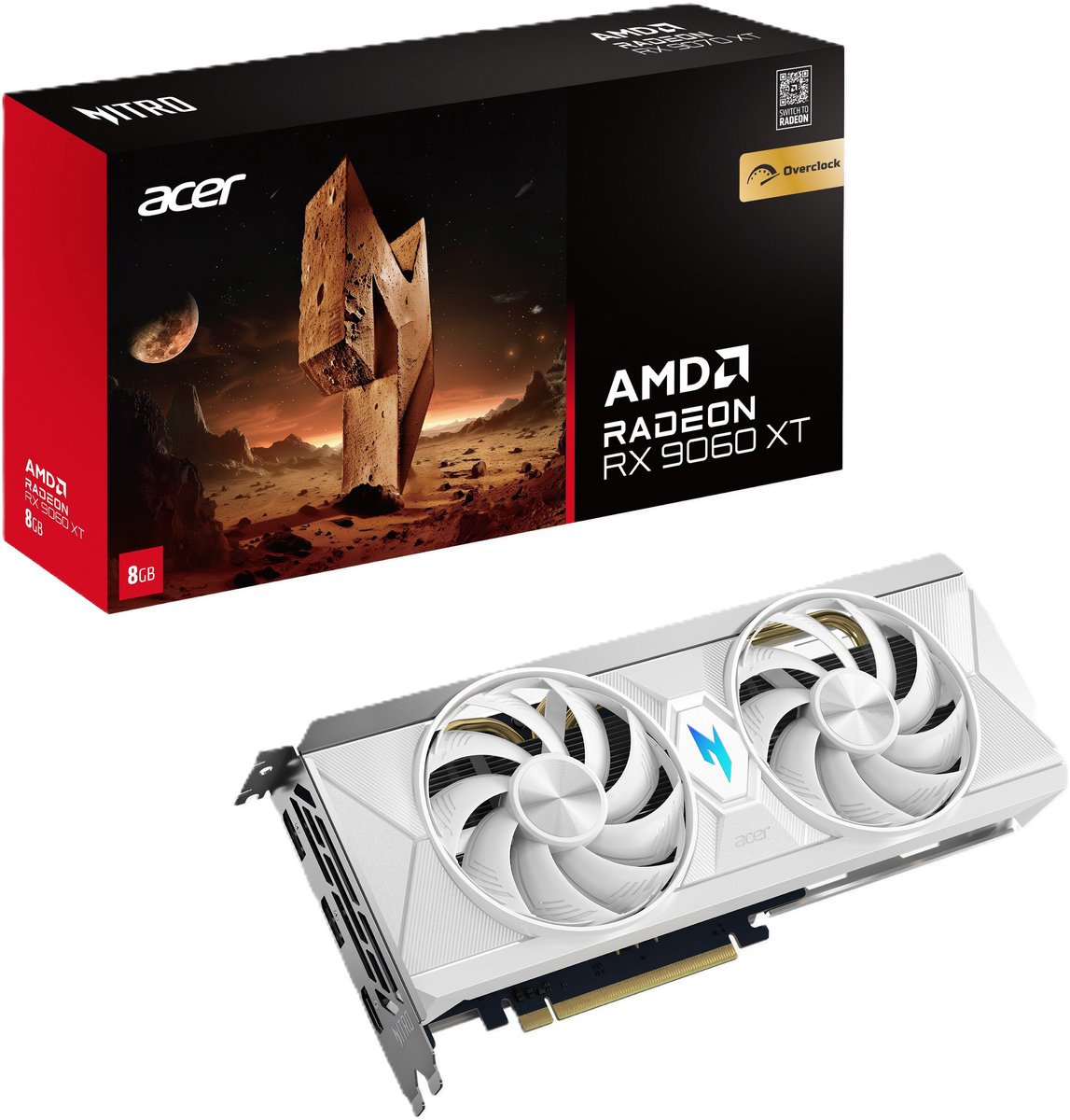 Image of Acer Nitro Radeon RX 9060 XT OC 8GB White Edition AMD GDDR6