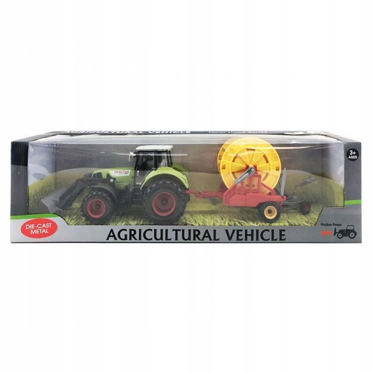 Metal Traktor met Aanhanger en Aandrijving 51cm