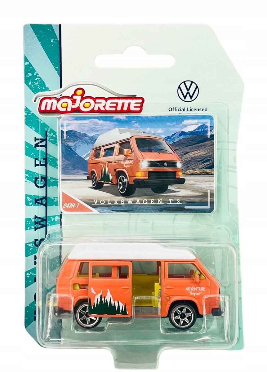 Majorette Volkswagen Transporter T3 Oranje Metaal 1:64 Speelgoedauto
