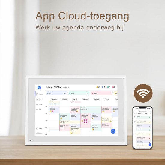 LOOFII 39,6 cm (15,6 inch) intelligente digitale kalender en takengrafiek, interactief Full HD-touch-display voor gezinsplanning, wandmontage, organisatie van