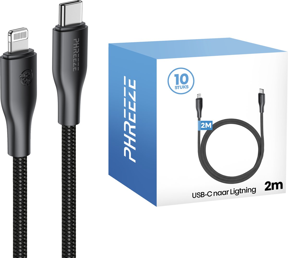 10 pack - Geschikt voor Lightning kabels - 2 meter - 20w power delivery