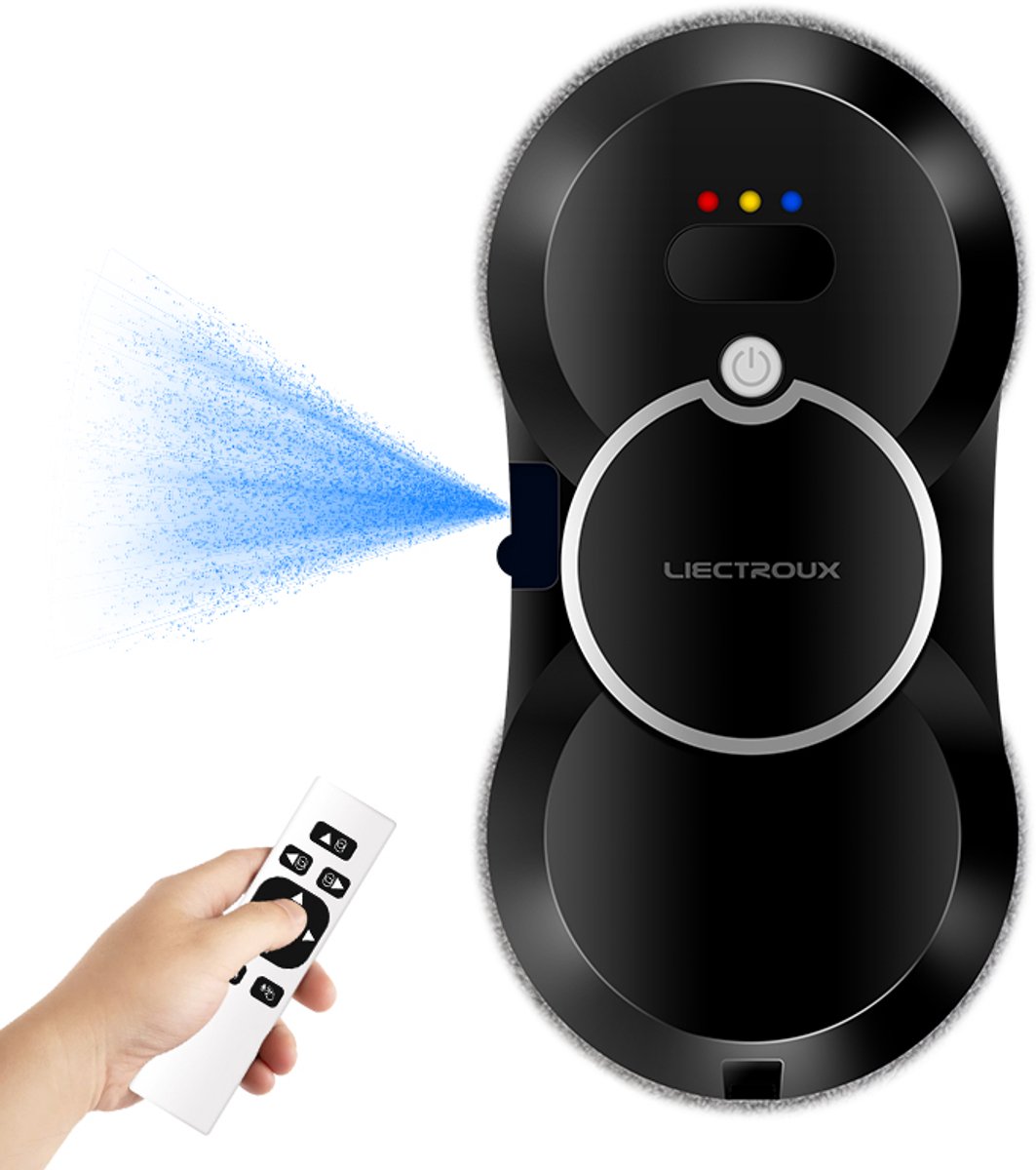 LIECTROUX HCR-10 Raamreinigingsrobot – Automatische Ramenwasser met Sprayfunctie – Slim, Veilig en Krachtig – Voor Huis & Kantoor – Zwart