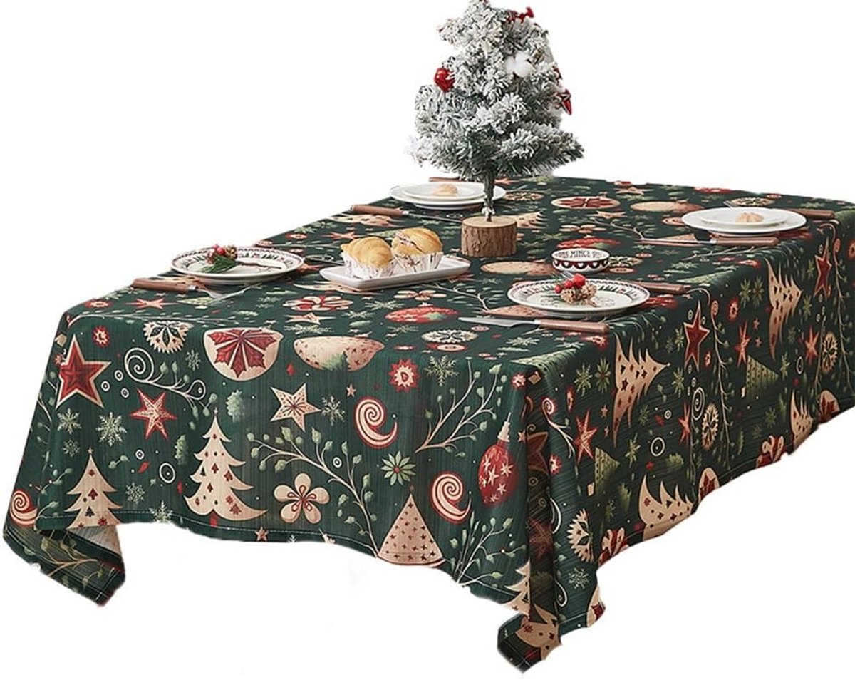 Sander Shop Kersttafelkleed, Vintage Kerstboomdecoratie Tafelkleed, Rechthoekig Rood Tafelkleed Sfeerdecoratie Tafel, Feesttafel Decoratie(Groen,140 * 100cm)