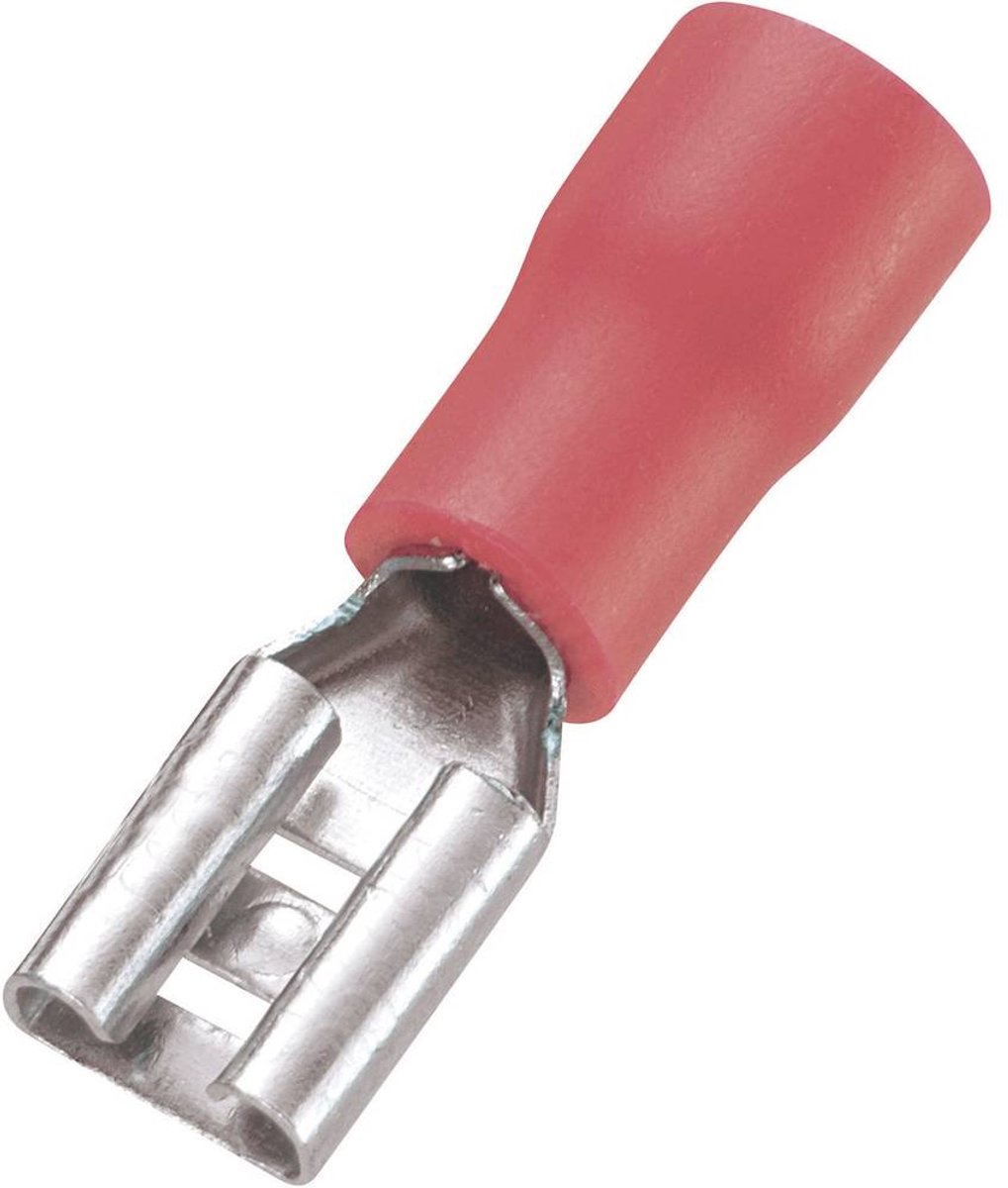 TRU COMPONENTS 745122 Platte stekker (female) Insteekbreedte: 4.8 mm Insteekdikte: 0.5 mm 180 ° Deels geïsoleerd Rood 1