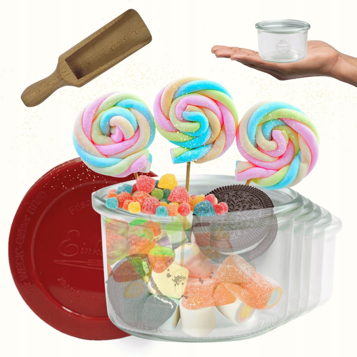 Weck Glazen Potten 200ml met Siliconen Deksel & Maatbeker - Set van 6