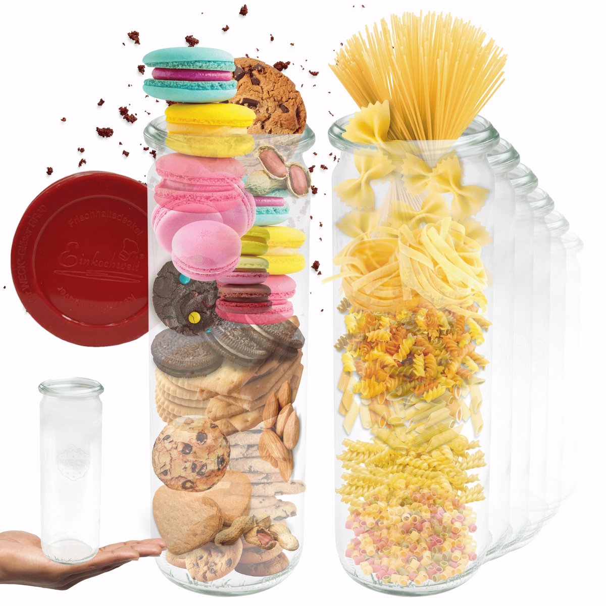 Weck Glazen Potten 600ml met Siliconen Deksel - Set van 6