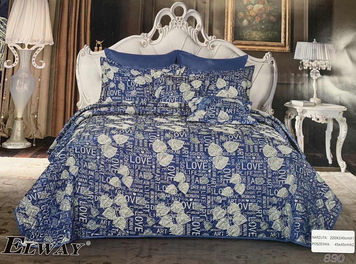 Elway Satijn Sprei 220x240 cm met Kussenslopen Goudblad