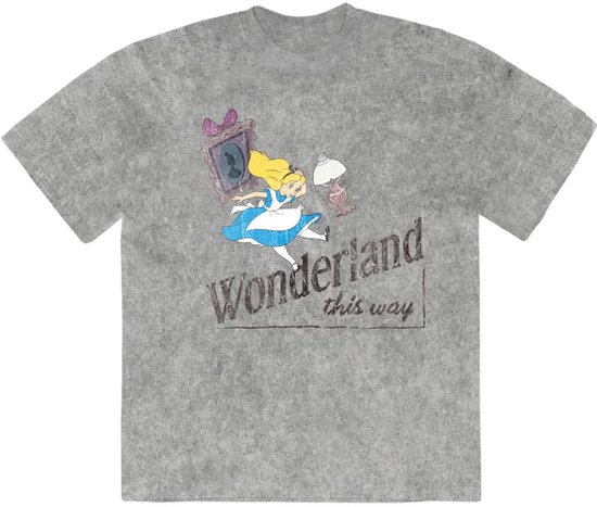 Disney - Alice In Wonderland Wonderland This Way Heren Tshirt - L - Grijs
