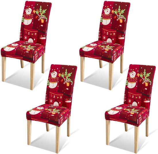 Lot de 4 housses de chaise de Noël - Décoration festive et Noël de chaise - Décoration de Noël pour l'intérieur