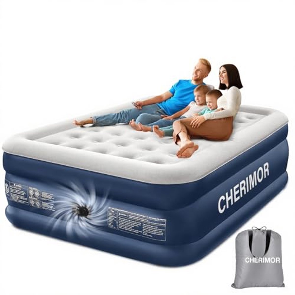 Luchtbed voor 2 Personen met Ingebouwde Pomp - Opblaasbaar Matras voor Gasten en Thuis, 203x152x46cm