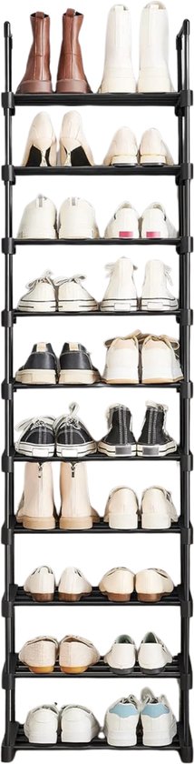 Étagère à chaussures en métal avec 10 Planches, bricolage, étagère sur pied, gain de place, multifonctionnel, salon, chambre, Cuisine