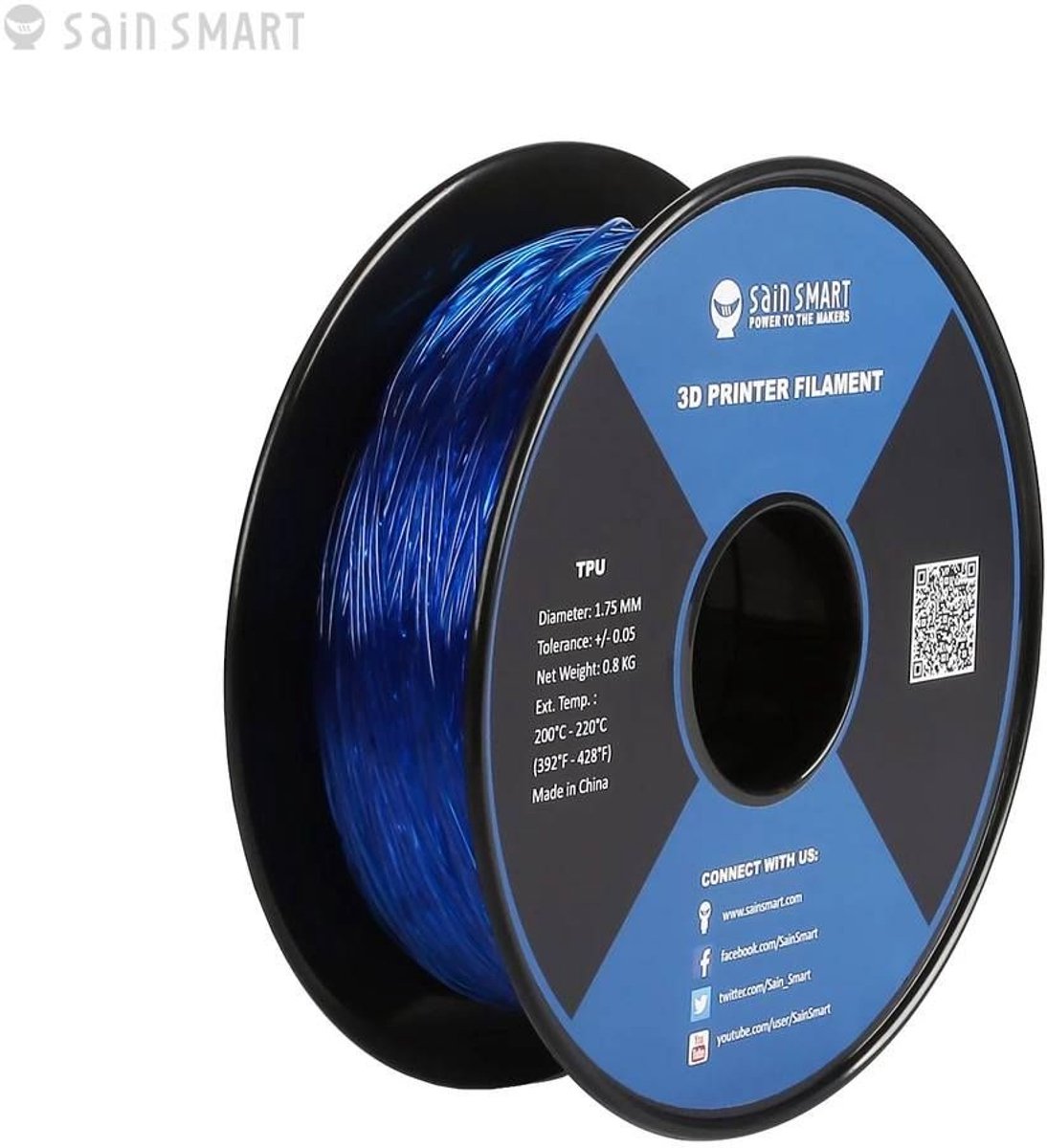 SainSmart TPU Filament 1.75mm 0.8kg - BLAUW