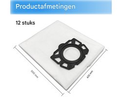 12-pack stofzuigerzakken voor Kärcher KFI 487 modellen met zak WD4-WD6 - Scheurvast en wasbaar - 12-pack - Ideaal voor huishoudens met huisdieren - Wit