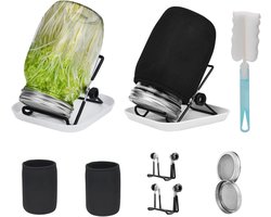 2-Pack Kiempot Set voor Kiemgroenten - Complete Kweekset - Groei Gezonde Spruitgroenten Thuis - Kiemglas - Kiemtoren - Voor Alfalfa, Broccoli, Bonen