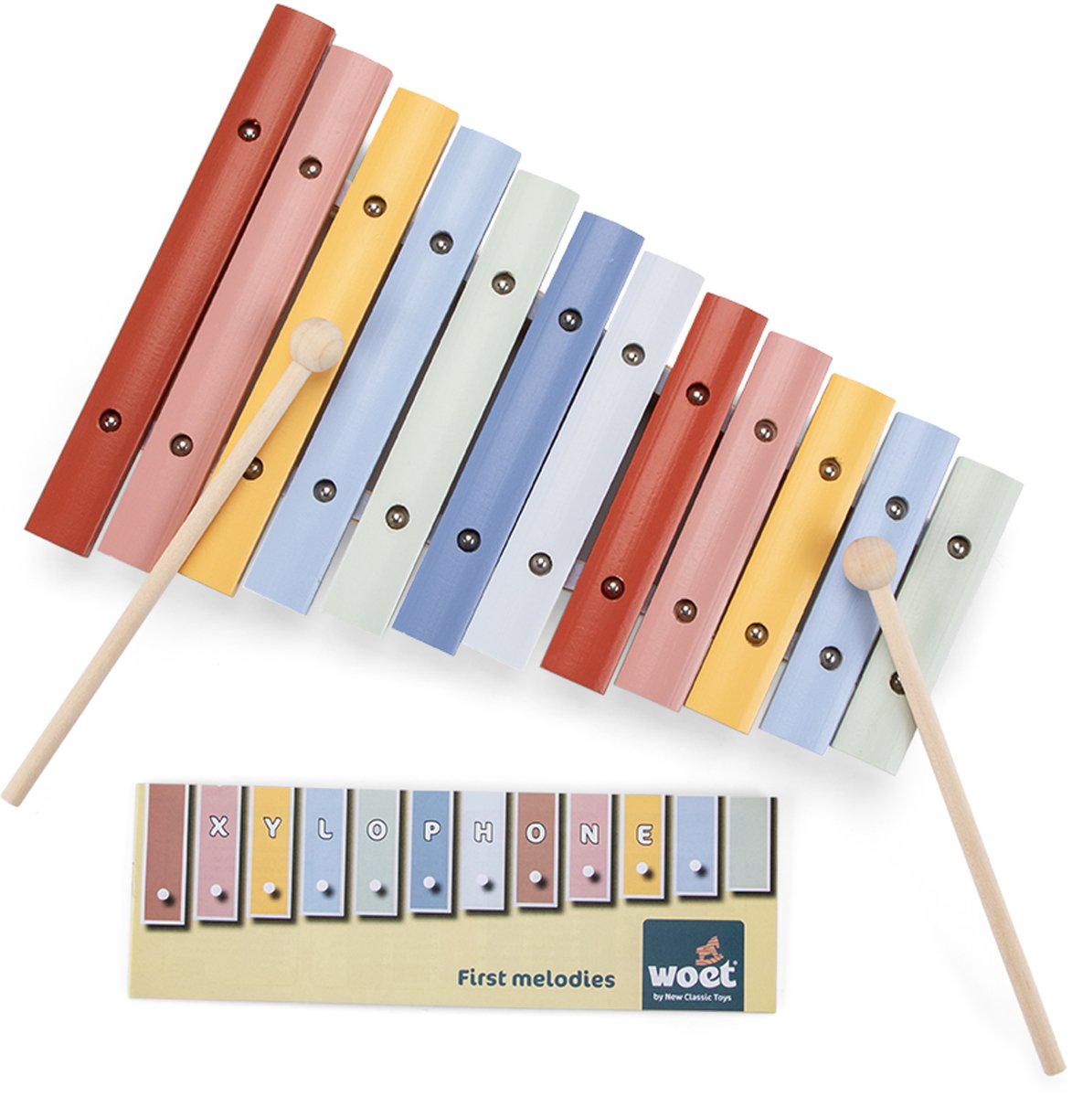 Woet® Houten Xylofoon Speelgoed - Kleurrijk Speelgoedinstrument met Muziekboekje en 2 Stokjes - Stimuleert Muzikale Ontwikkeling - Vanaf 2 Jaar — afbeelding 3