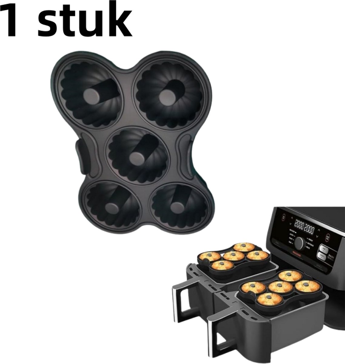 1-delige Airfryer siliconen bakvorm donut - Airfryer accessoire - zwart