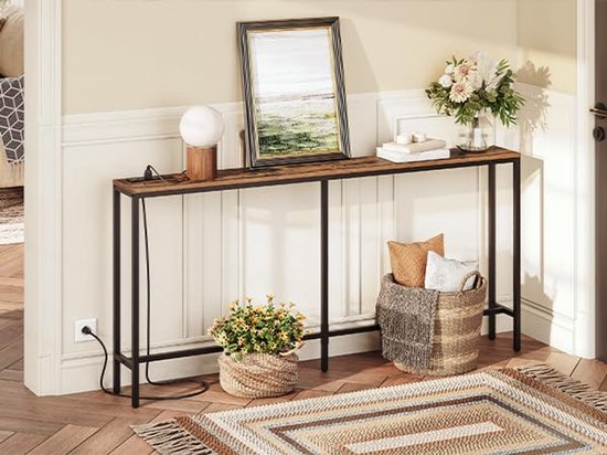 Consoletafel, halmeubel met ronde voet, 100 x 30 x 79 cm, wit