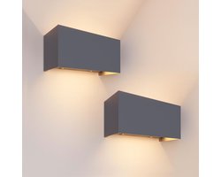 Ledvion 2x LED Wandlamp 9,5W 3000K IP54 Tweezijdig Antraciet Buitenlamp