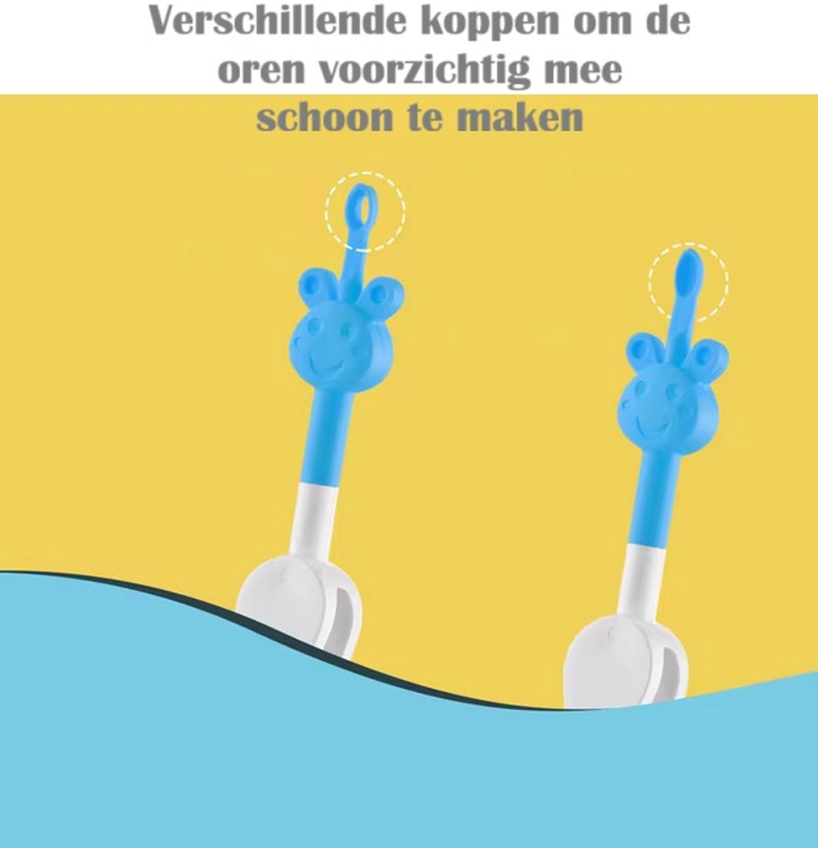 BPA-vrije 2-in-1 Baby Verzorgings pincet Set – Snotjes verwijderaar - Oorsmeer verwijderaar - Neus & Oren – 2 Stuks – Wit/Blauw met Giraffe Design — cadeau in Cadeau-ideeën - foto 4
